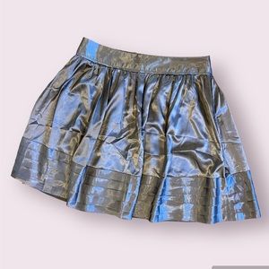 KINDLIKELOVE Satin Aline Skirt Pleated Hem Side Zip Knee Length Size Medium